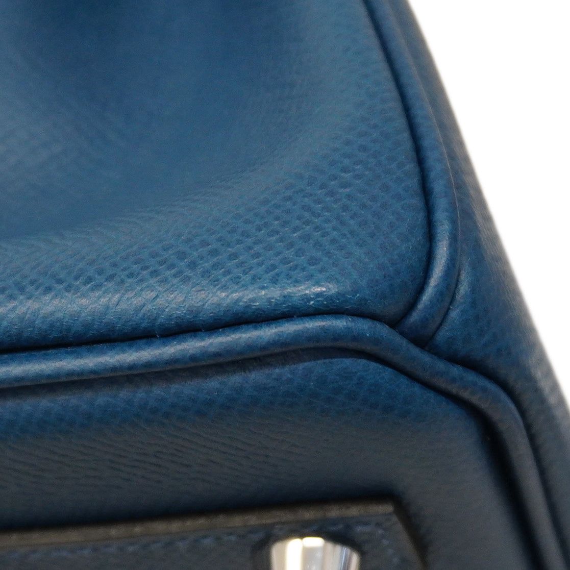 ★最終価格★SALE【5ma0190-e-g】エルメス ハンドバッグ バーキン25 トリコロール ヴォーエプソン ディープブルー/ブラック/ブルーイドラ シルバー金具 K刻印【中古】レディース