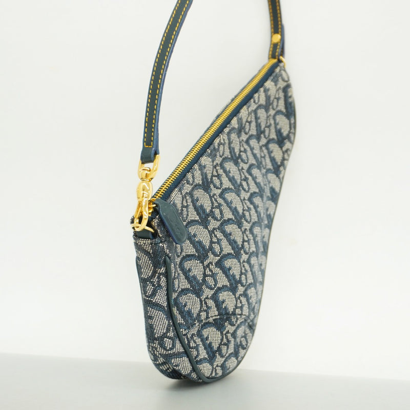 DIORトロッター サドルバッグ ネイビー×ゴールド ディオール ダブルサドルバッグ トロッター柄 ネイビー/ゴールド