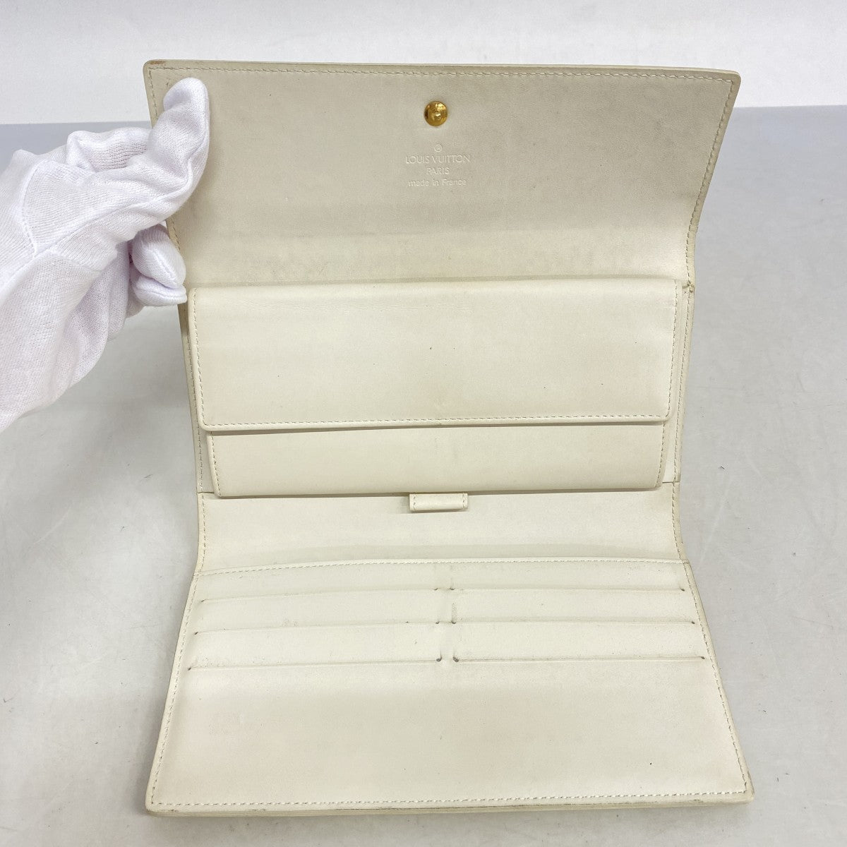 5ma0829-h】ルイヴィトン 三つ折り長財布 ヴェルニ ポルト