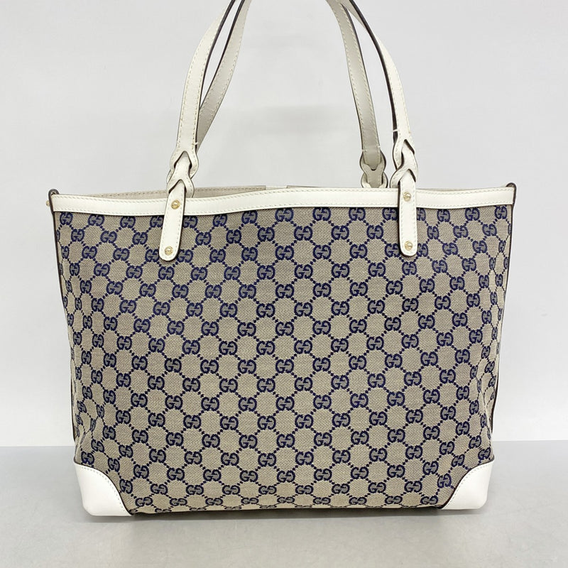 腰の GUCCI トートバッグ　GG柄　キャンバス　レザー　ベージュ　手持ち GUCCI グッチ トートバッグ GGキャンバス レザー 120895