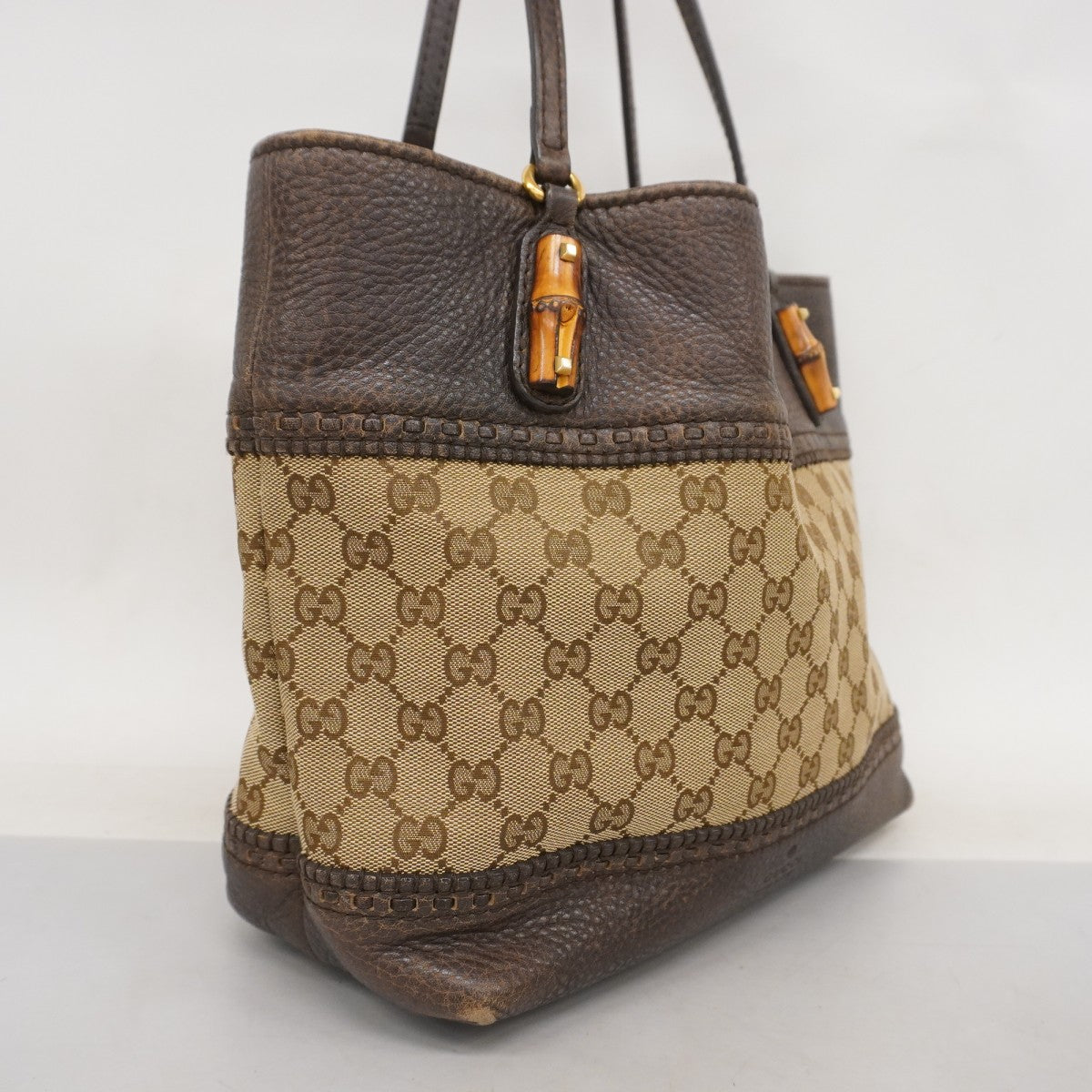 5mb1262-h】グッチ トートバッグ GGキャンバス/バンブー 353125