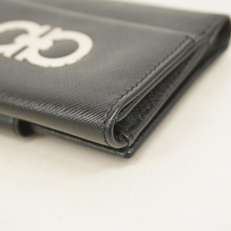 ★SALE【5mb1361-h】サルヴァトーレフェラガモ 財布 ガンチーニ レザー ブラック シルバー金具【中古】レディース