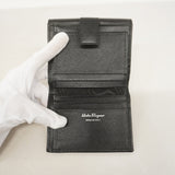 ★SALE【5mb1361-h】サルヴァトーレフェラガモ 財布 ガンチーニ レザー ブラック シルバー金具【中古】レディース