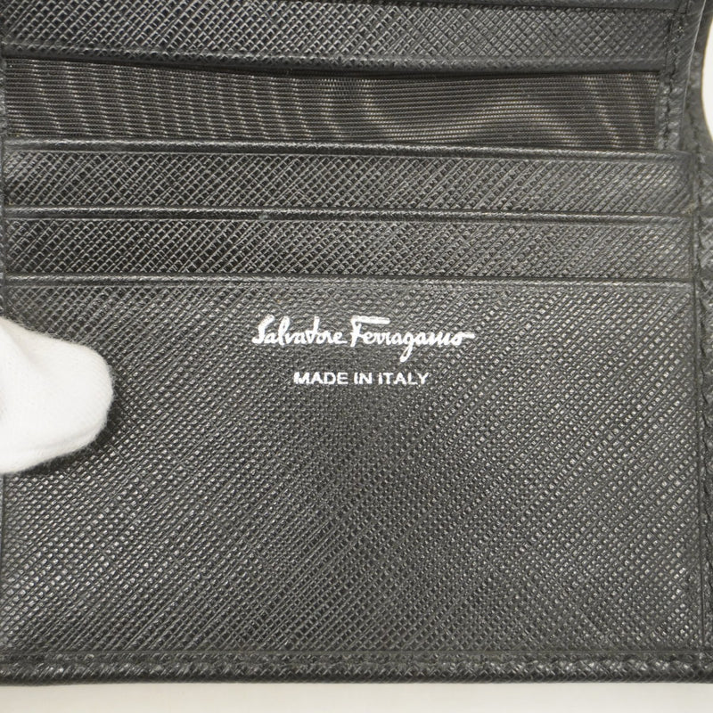 ★SALE【5mb1361-h】サルヴァトーレフェラガモ 財布 ガンチーニ レザー ブラック シルバー金具【中古】レディース