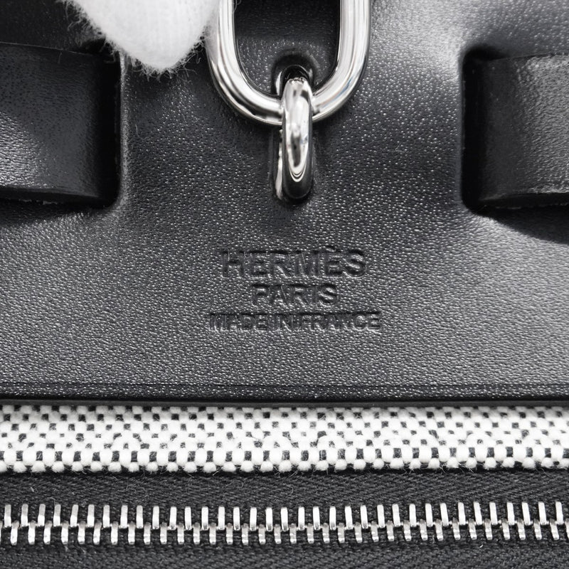 【5mb1634】エルメス ハンドバッグ エールバッグジップPM トワルアッシュ・ベルリンヌ ブラック シルバー金具 K刻印 2wayバッグ【中古】レディース