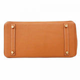 ★SALE【5mb1638-g-h】エルメス ハンドバッグ バーキン30 トゴ ゴールド ゴールド金具 □F刻印【中古】レディース