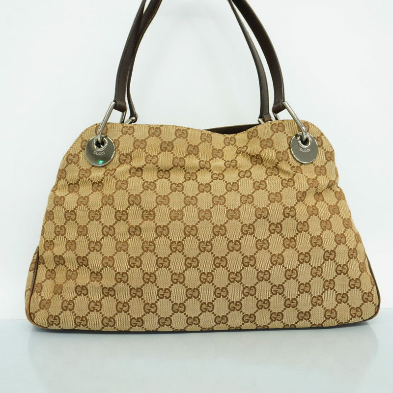 GUCCI ベージュ キャンバス トートバッグ GUCCI*レザー&キャンバストートバッグ ビッグロゴ 3way ベージュ