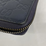【5mb1658】グッチ 長財布 グッチシマ 307987 レザー ネイビー シルバー金具【中古】メンズ