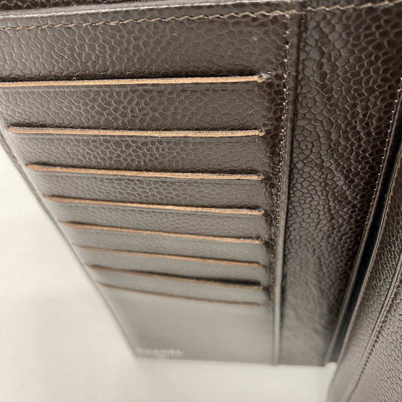 【5mb1660】シャネル 長財布 キャビアスキン ブラウン シルバー金具【中古】レディース