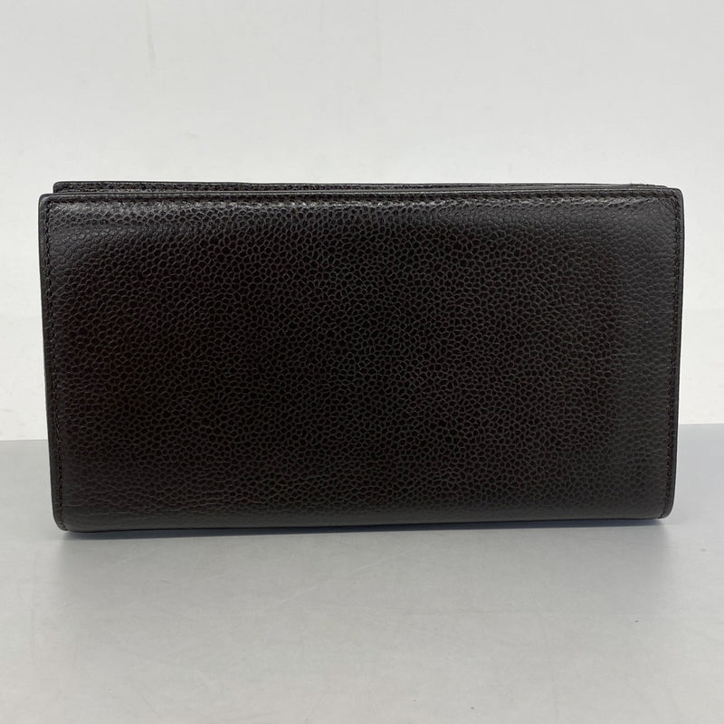 【5mb1660】シャネル 長財布 キャビアスキン ブラウン シルバー金具【中古】レディース