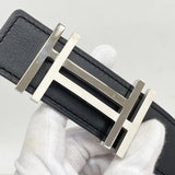 【5mb1710】エルメス ベルト Hオカレ ヴォーエプソン ヴォーシャモニー ブラック ブルージーン □R刻印【中古】メンズ レディース ユニセックス