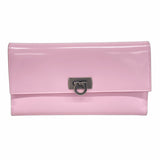 ★SALE【5mb1941-h】サルヴァトーレフェラガモ 三つ折り長財布 ガンチーニ エナメル ピンク【中古】レディース