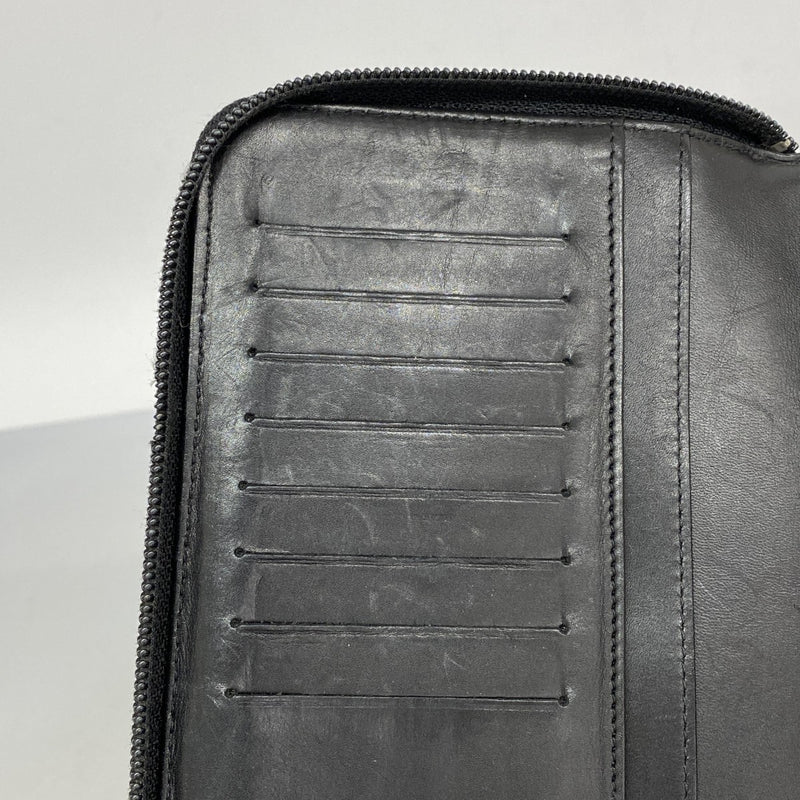 ✨️美品✨️ バーバリー オーガナイザー 長財布 シルバー金具 型押し レザー 黒 5mc2422-h】シャネル 長財布 アイコン レザー ブラック シルバー