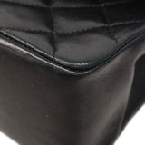 【5mc2555】シャネル ショルダーバッグ マトラッセ Wフラップ Wチェーン ラムスキン ブラック ゴールド金具【中古】レディース