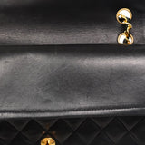 【5mc2555】シャネル ショルダーバッグ マトラッセ Wフラップ Wチェーン ラムスキン ブラック ゴールド金具【中古】レディース