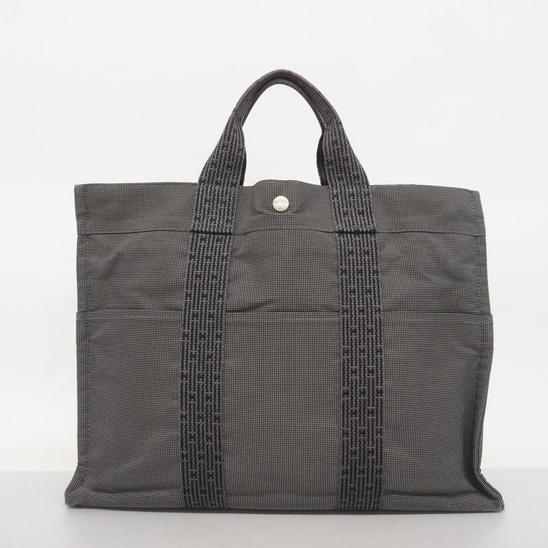 【5mc2590】エルメス トートバッグ エールラインMM キャンバス グレー シルバー金具【中古】メンズ レディース ユニセックス