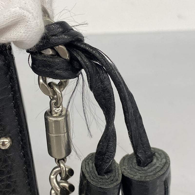 【5mc2605】グッチ ショルダーバッグ バンブー 387611 レザー ブラック シルバー金具【中古】レディース