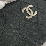 【5mc2608】シャネル コインケース ワイルドステッチ キャビアスキン ブラック シルバー金具【中古】レディース
