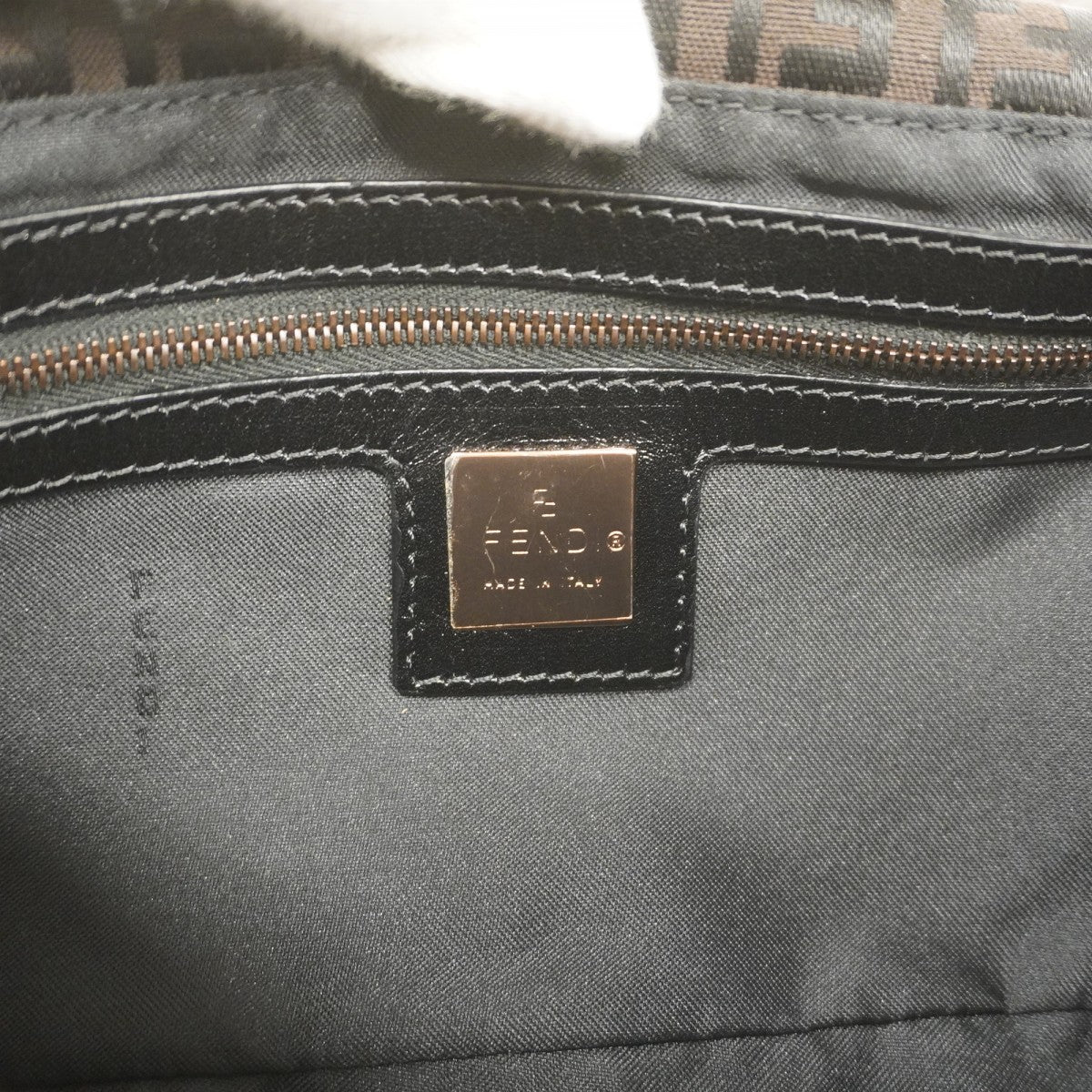 【5mc2641】フェンディ ハンドバッグ ズッキーノ ナイロン ブラウン ブラック ピンクゴールド金具【中古】レディース