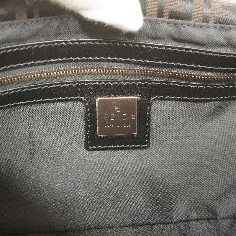 【5mc2641】フェンディ ハンドバッグ ズッキーノ ナイロン ブラウン ブラック ピンクゴールド金具【中古】レディース