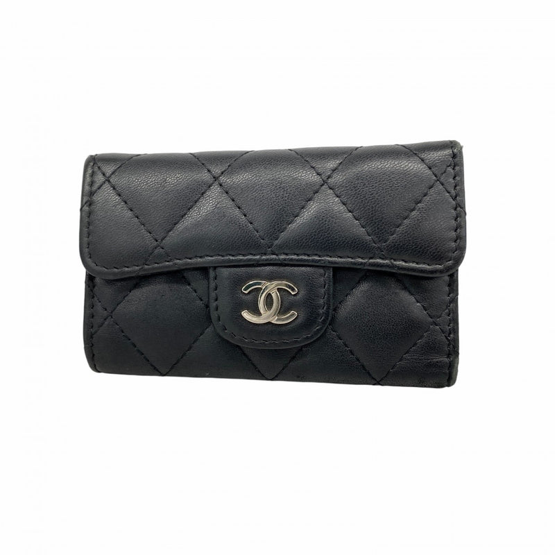 美品　CHANEL シャネル　マトラッセ　ラムスキン　ブラック　キーケース CHANEL】シャネル マトラッセ キーケース ラムスキン ブラック