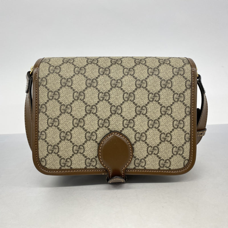 【GUCCI】メッセンジャーバッグ　GGスプリーム ゴールド金具　ブラウン GUCCI】メッセンジャーバッグ GGスプリーム ゴールド金具