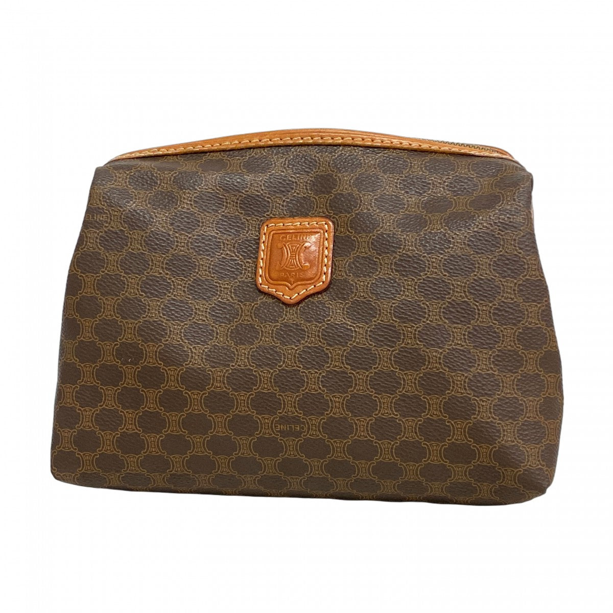 【CELINE】アクセサリーポーチ　マカダム柄　ゴールド金具　ベージュ　PVC 美品 ✨ セリーヌ アクセサリーポーチ マカダム 楽天市場