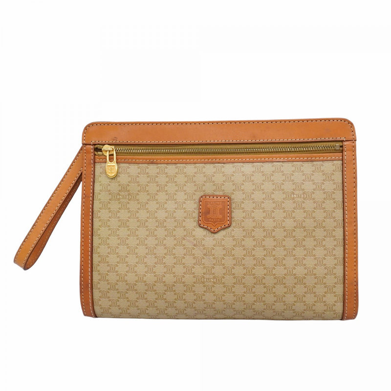 CELINE ベージュ キャンバスクラッチバッグ CELINE 「CELINE」 トリオンフ クラッチバッグ - ベージュ