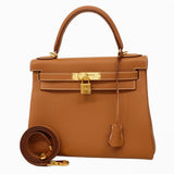 ★SALE【5md4918-g-h】エルメス ハンドバッグ ケリー28 トゴ ゴールド ゴールド金具 K刻印 2wayバッグ【中古】レディース