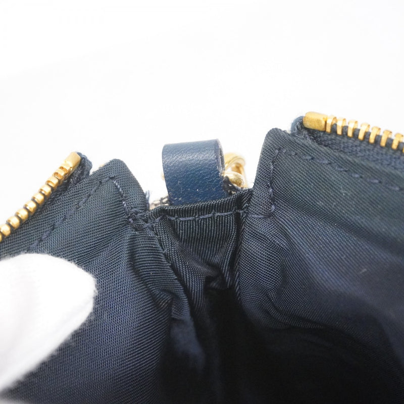 【5md5112】クリスチャンディオール ハンドバッグ トロッター キャンバス ネイビー ゴールド金具【中古】レディース