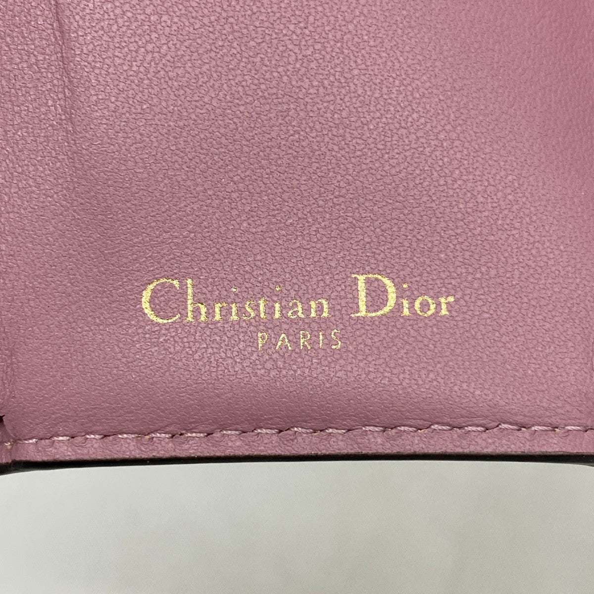 【5md5152】クリスチャンディオール 三つ折り財布 サドル レザー ピンク ゴールド金具【中古】レディース