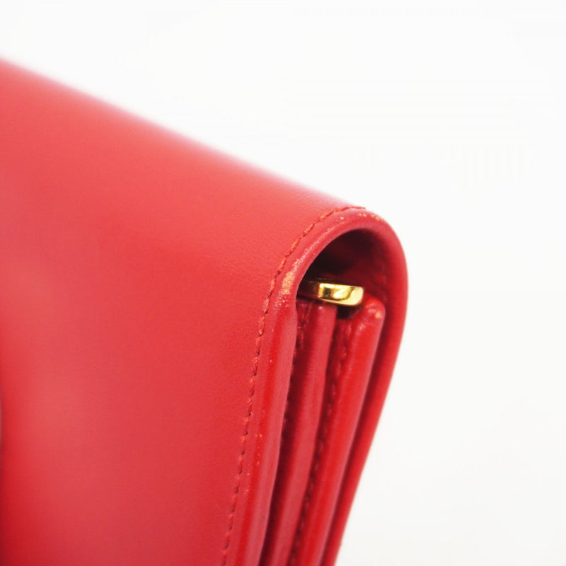 【5me5543】サルヴァトーレフェラガモ 長財布 ガンチーニ レザー レッド ゴールド金具【中古】レディース