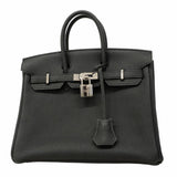 【5me5553-e-g】エルメス ハンドバッグ バーキン25 トゴ ブラック シルバー金具 U刻印【中古】レディース