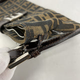 【5me5680】フェンディ ショルダーバッグ ズッカ ナイロンキャンバス ブラウン シルバー金具【中古】レディース