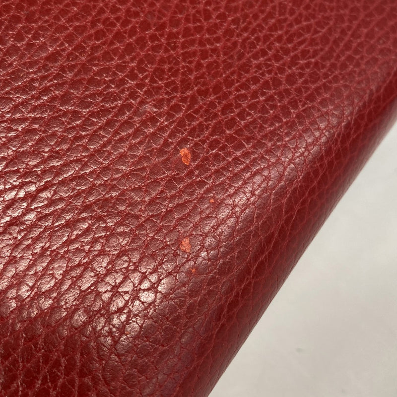【5me5681】グッチ 長財布 GGマーモント 456116 レザー レッド ゴールド金具【中古】レディース