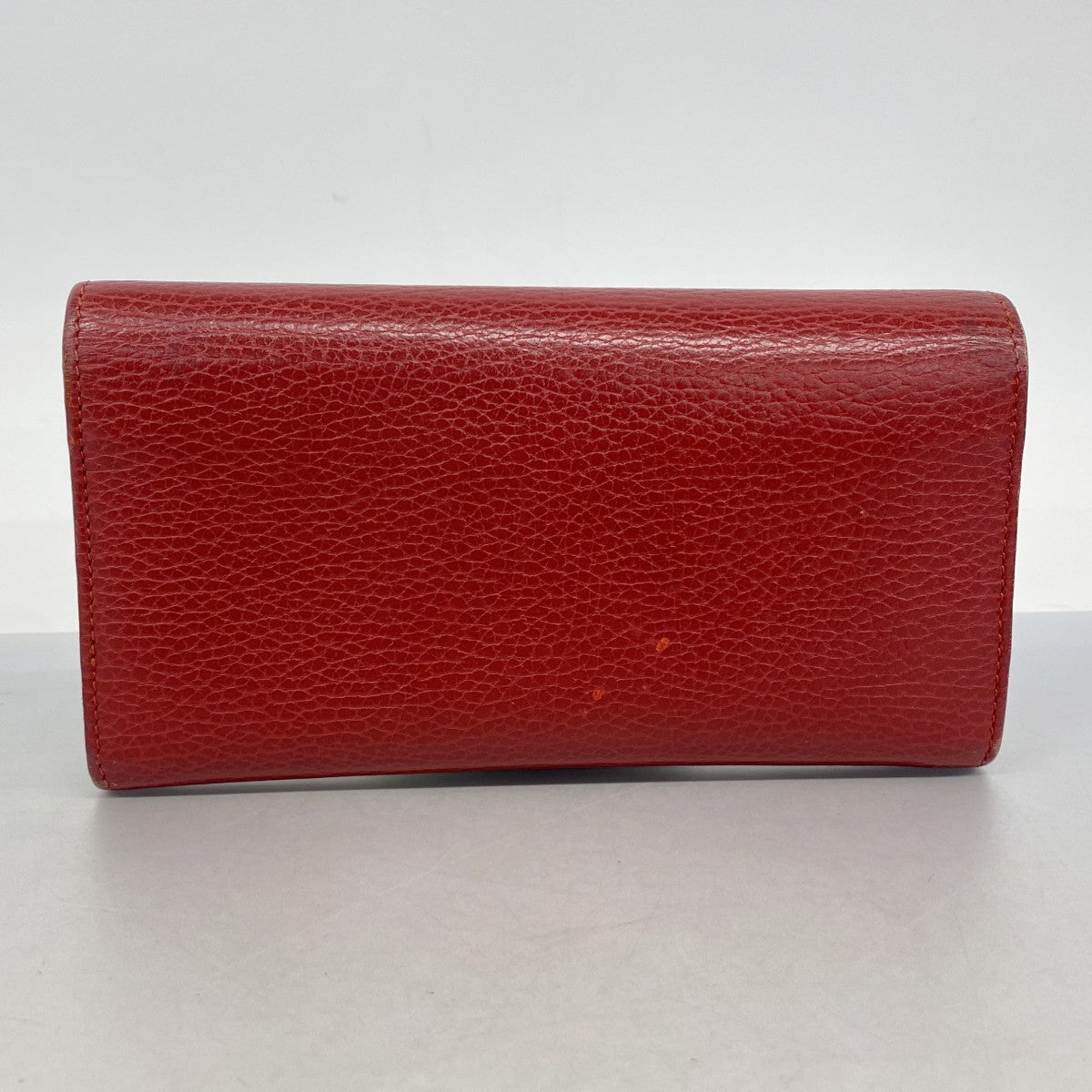 【5me5681】グッチ 長財布 GGマーモント 456116 レザー レッド ゴールド金具【中古】レディース