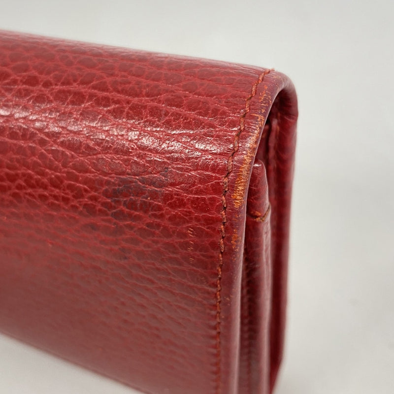 【5me5681】グッチ 長財布 GGマーモント 456116 レザー レッド ゴールド金具【中古】レディース