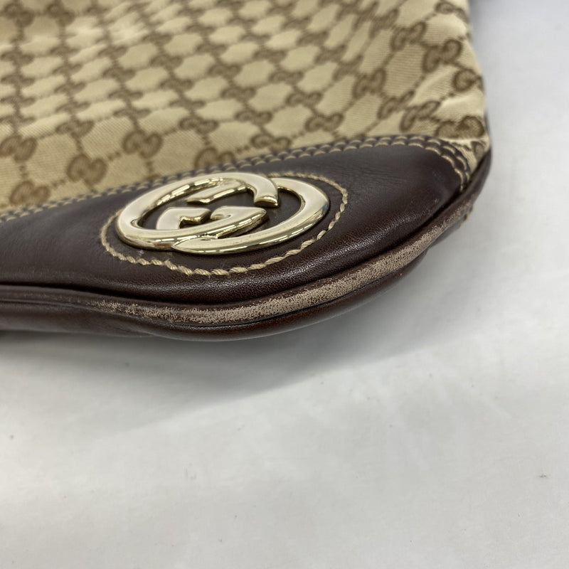 【5me5682】グッチ ショルダーバッグ GGキャンバス インターロッキングG 169947 キャンバス ブラウン シャンパンゴールド金具【中古】レディース