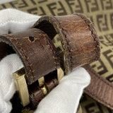 【5me5692】フェンディ ハンドバッグ ズッキーノ マンマバケット ナイロンキャンバス ブラウン ゴールド金具【中古】レディース