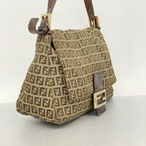 【5me5692】フェンディ ハンドバッグ ズッキーノ マンマバケット ナイロンキャンバス ブラウン ゴールド金具【中古】レディース