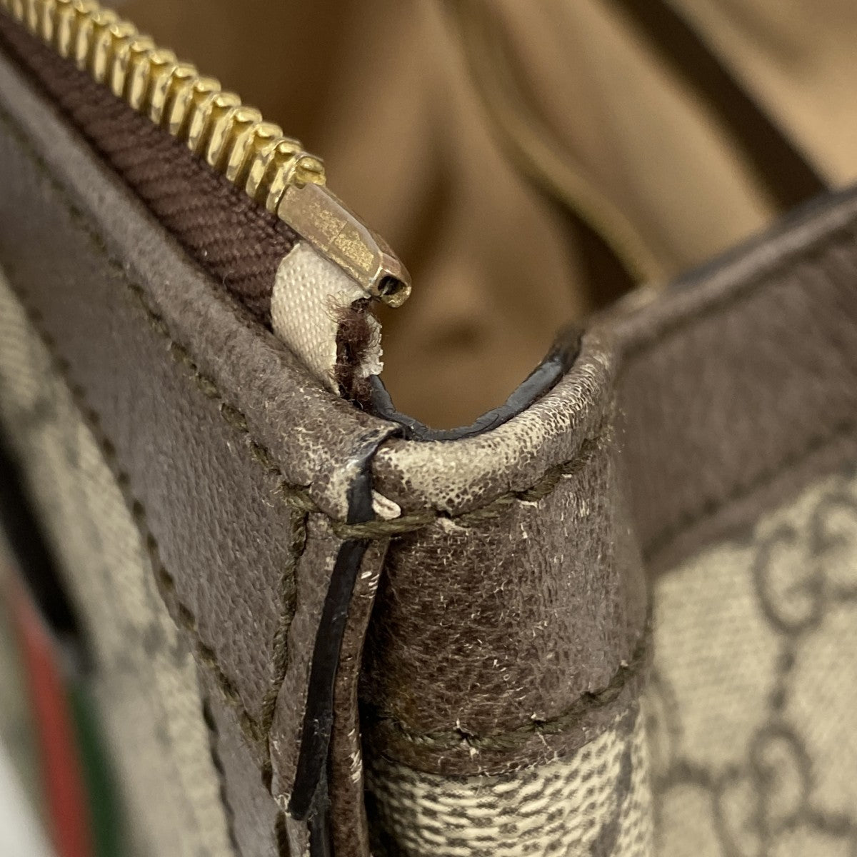 【5me5709】グッチ トートバッグ オフィディア 524537 PVC ブラウン ゴールド金具 2wayバッグ【中古】レディース