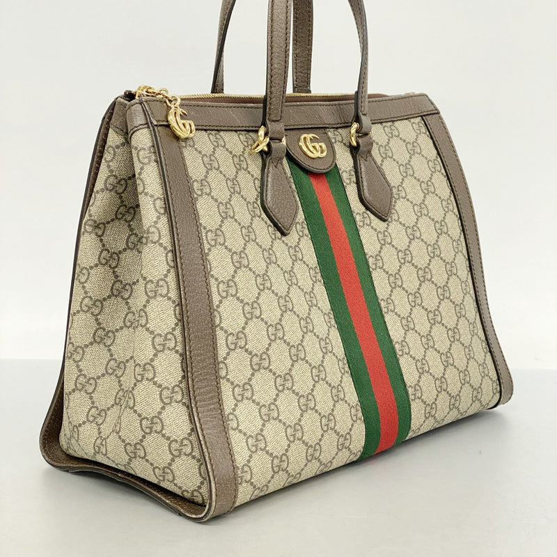 【5me5709】グッチ トートバッグ オフィディア 524537 PVC ブラウン ゴールド金具 2wayバッグ【中古】レディース