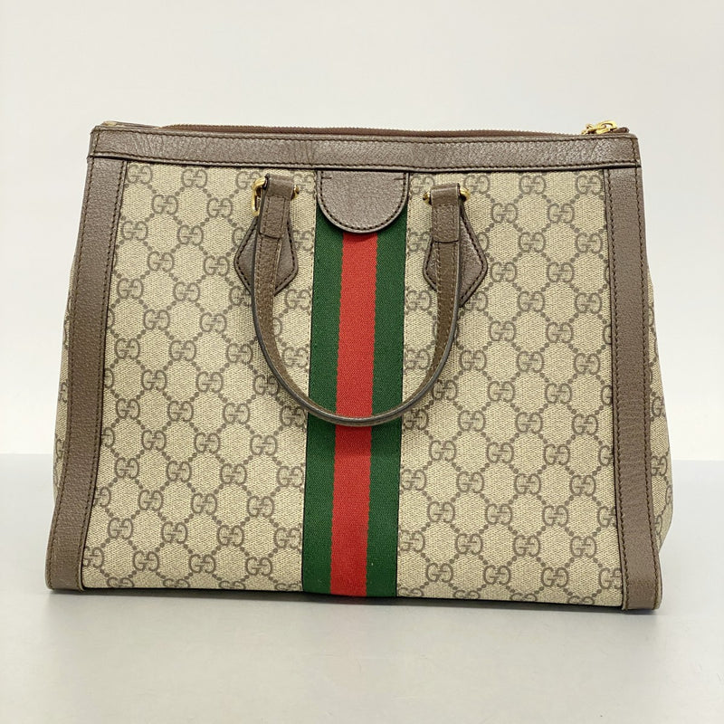 【5me5709】グッチ トートバッグ オフィディア 524537 PVC ブラウン ゴールド金具 2wayバッグ【中古】レディース