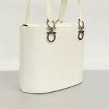 【5me5710】サルヴァトーレフェラガモ ハンドバッグ ガンチーニ レザー ホワイト シルバー金具 2wayバッグ【中古】レディース