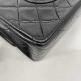 【5me5722-h】シャネル ショルダーバッグ マトラッセ Wフラップ Wチェーン ラムスキン ブラック ゴールド金具【中古】レディース