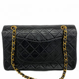 【5me5722-h】シャネル ショルダーバッグ マトラッセ Wフラップ Wチェーン ラムスキン ブラック ゴールド金具【中古】レディース