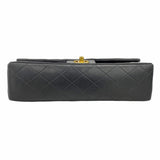 【5me5722-h】シャネル ショルダーバッグ マトラッセ Wフラップ Wチェーン ラムスキン ブラック ゴールド金具【中古】レディース