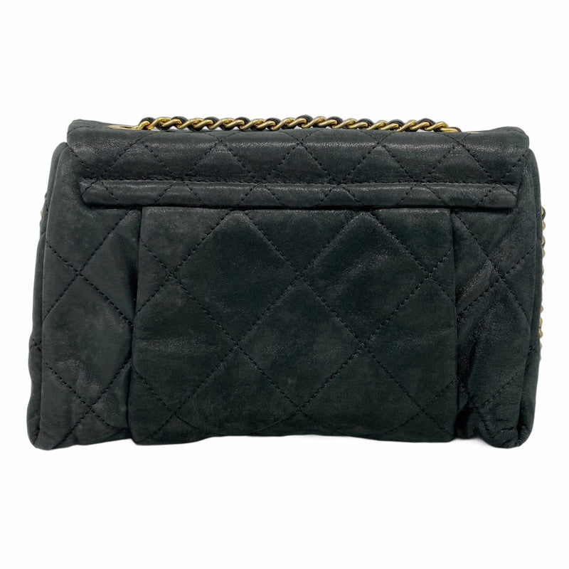 【5me5724-h】シャネル ショルダーバッグ マトラッセ Wチェーン レザー ブラック ゴールド金具【中古】レディース