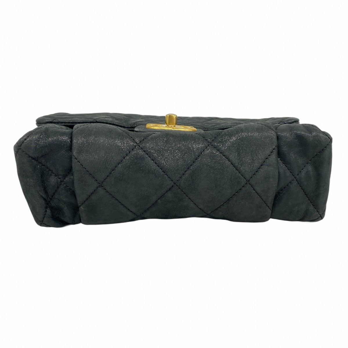 【5me5724-h】シャネル ショルダーバッグ マトラッセ Wチェーン レザー ブラック ゴールド金具【中古】レディース