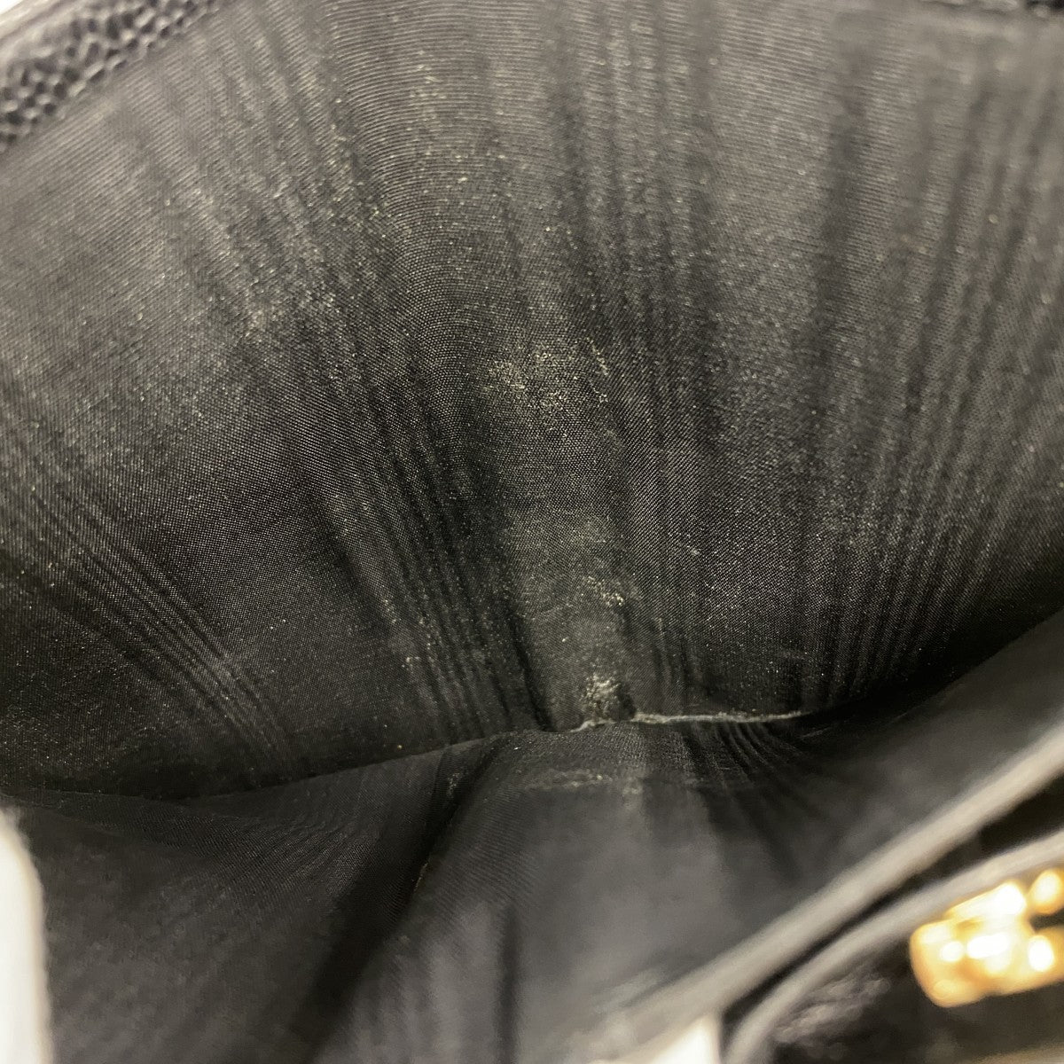 【5me5725-h】シャネル 長財布 キャビアスキン ブラック ゴールド金具【中古】レディース